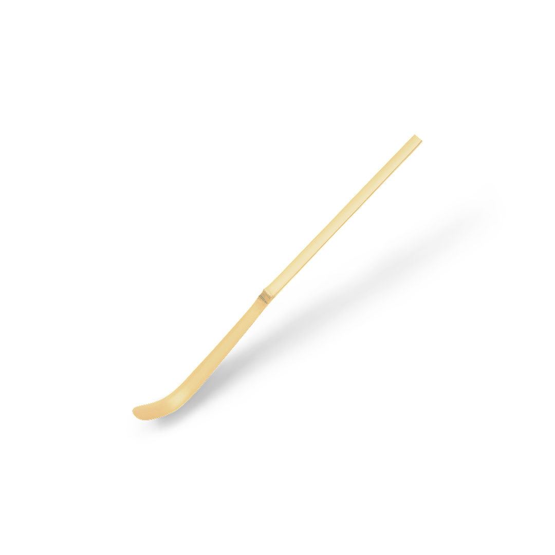 Bamboo chashaku spoon in light finish by Maiasa – handmade matcha scoop with unique natural grain