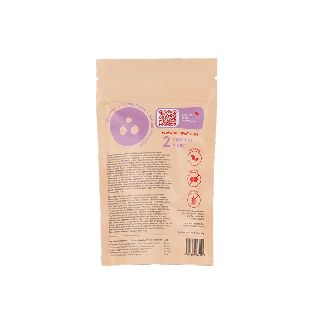 Digestive Blend by Apih – back of packaging showing ingredients and supplement facts