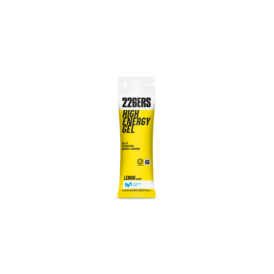 High Energy Gel Lemon by 226ERS – organic energy gel with 40mg caffeine and fast-absorbing carbs for endurance and focus