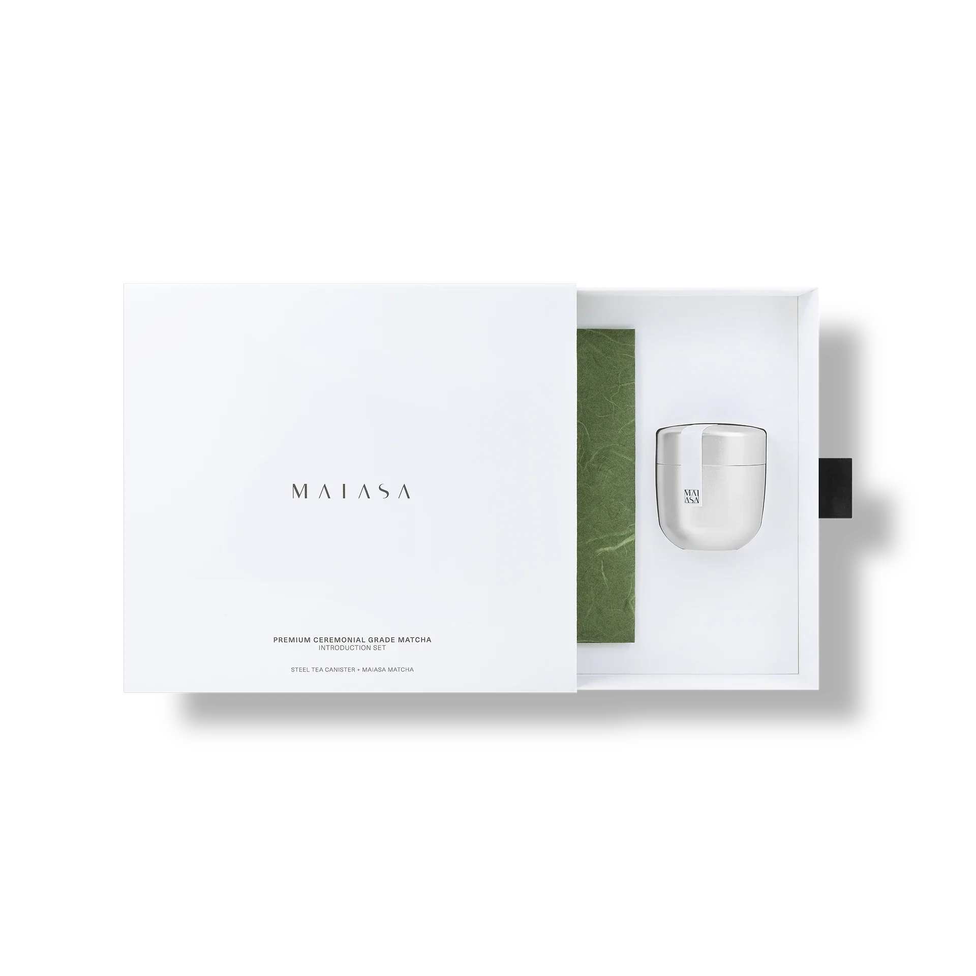 Maiasa Matcha Introduction Set – ceremonial grade Japanese matcha with steel storage canister, perfect for starting a mindful ritual
