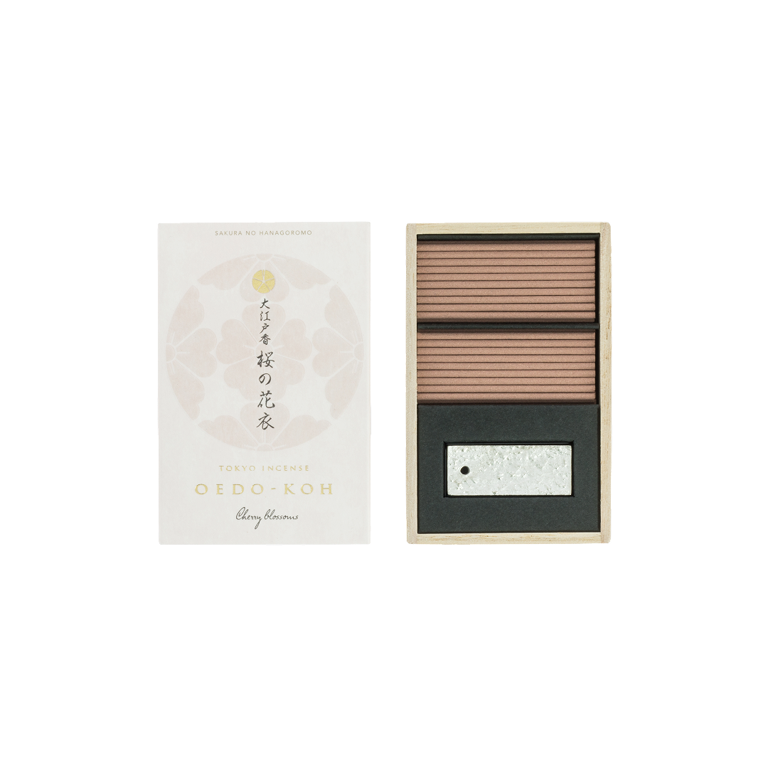 Oedo-Koh Premium Cherry Blossoms Incense by Tierra Zen – soft floral sakura scent capturing the beauty of spring and fleeting moments.