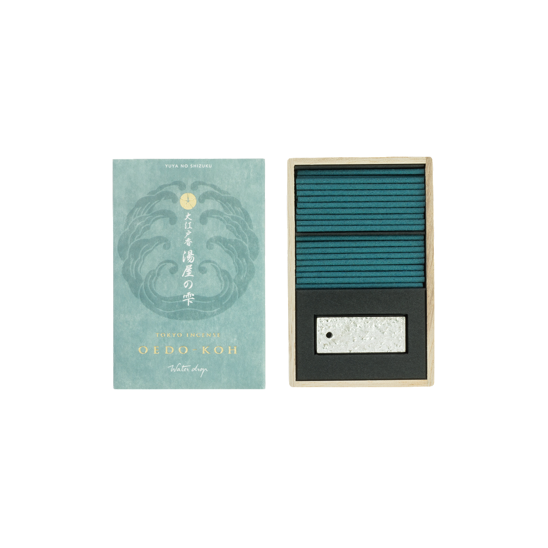 Oedo-Koh Premium Water Drop Incense by Tierra Zen – fresh, clean scent inspired by rain, stone, and serene Edo-era mornings