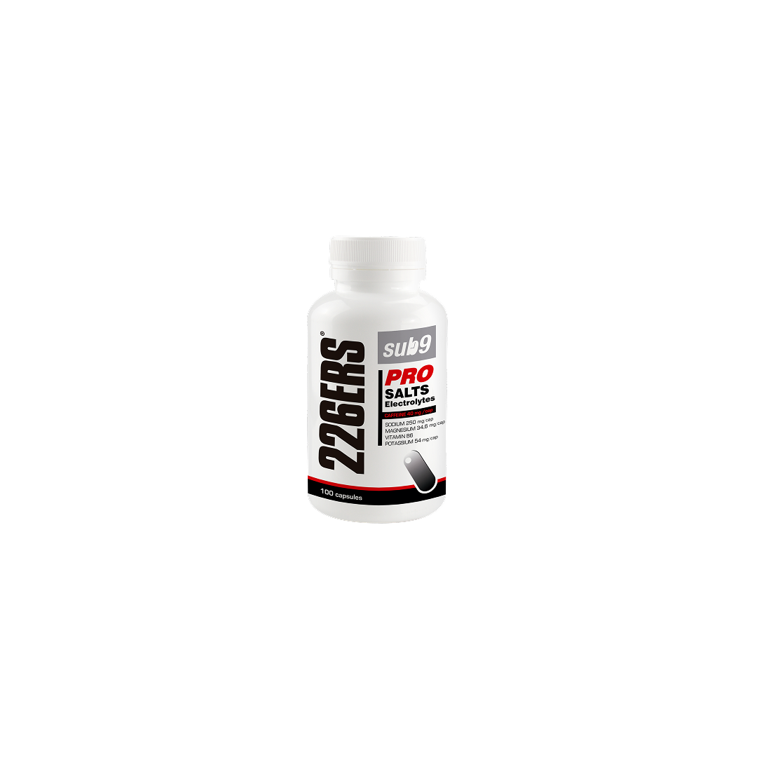 Sub-9 Pro Salts Electrolytes Capsules by 226ERS – electrolyte formula with caffeine for hydration, focus, and cramp prevention in endurance sports