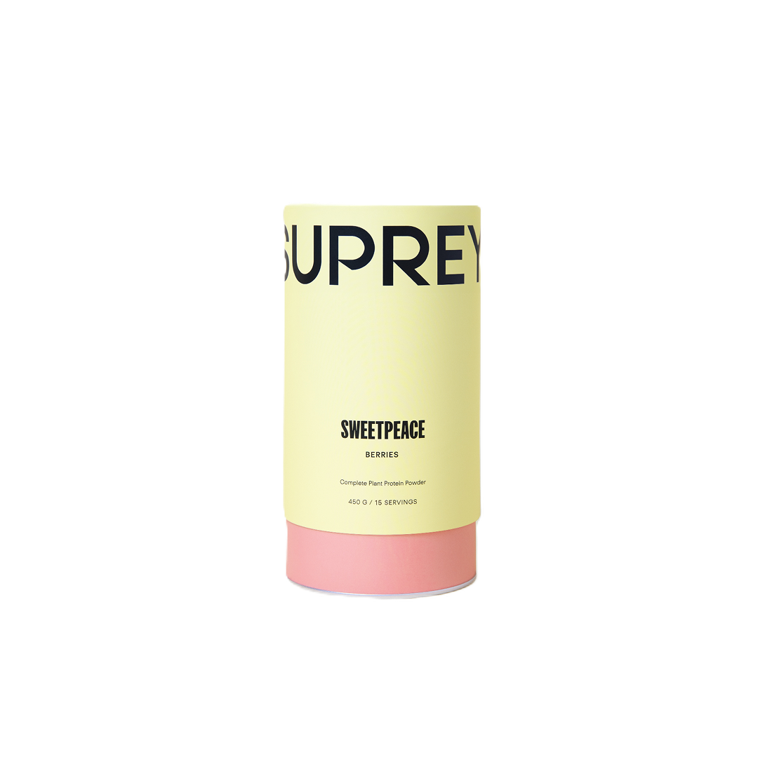 Sweetpeace Berries Protein by Suprey – plant-based protein with BCAAs, enzymes, and fiber for absorption and gut health