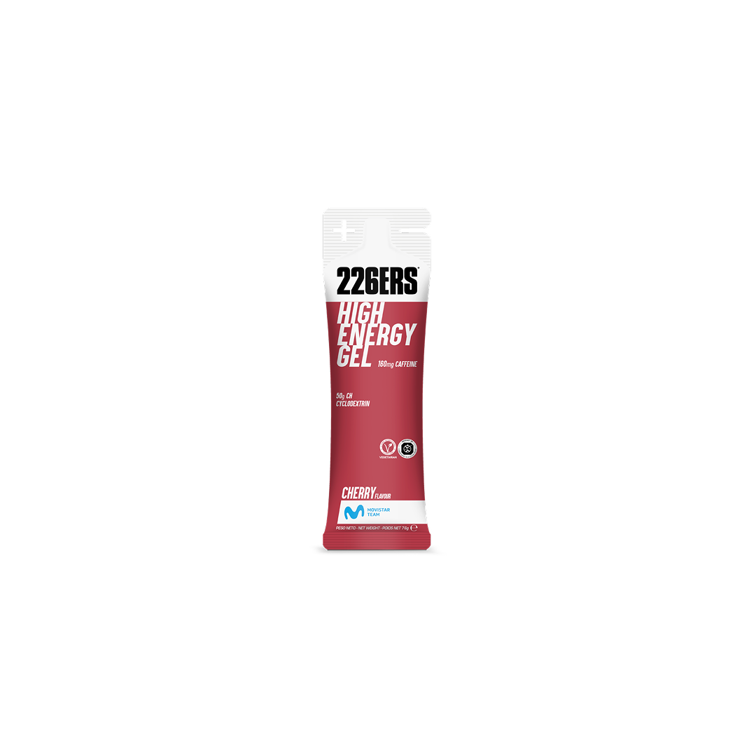 High Energy Gel Caffeine Cherry by 226ERS – endurance gel with 50g carbs and 160mg caffeine for energy and focus