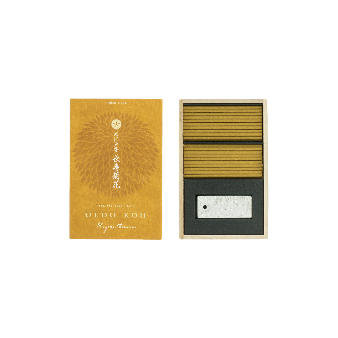 Oedo-Koh Premium Chrysanthemum Incense by Tierra Zen – elegant floral scent inspired by Japanese autumn and imperial tradition